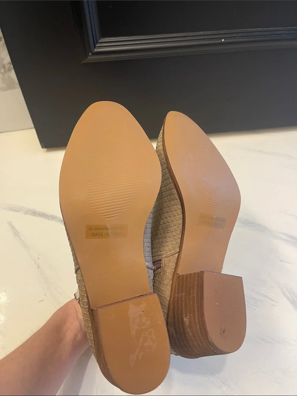Catherine Malandrino Taupe Textured Ankle Booties with Side Zips